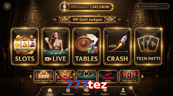 Main screen of 777Tez casino page for PK players
