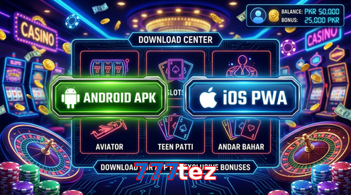Main screen of 777Tez download page for PK players