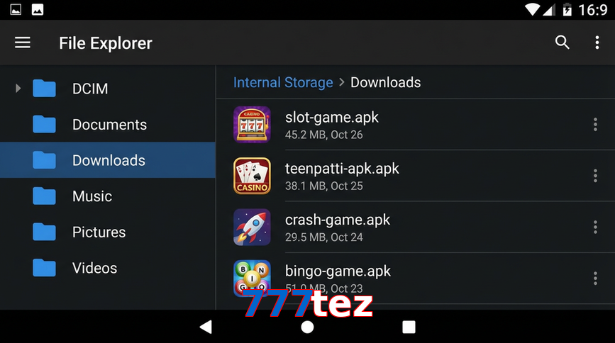Main screen of 777Tez gameapk page for PK players